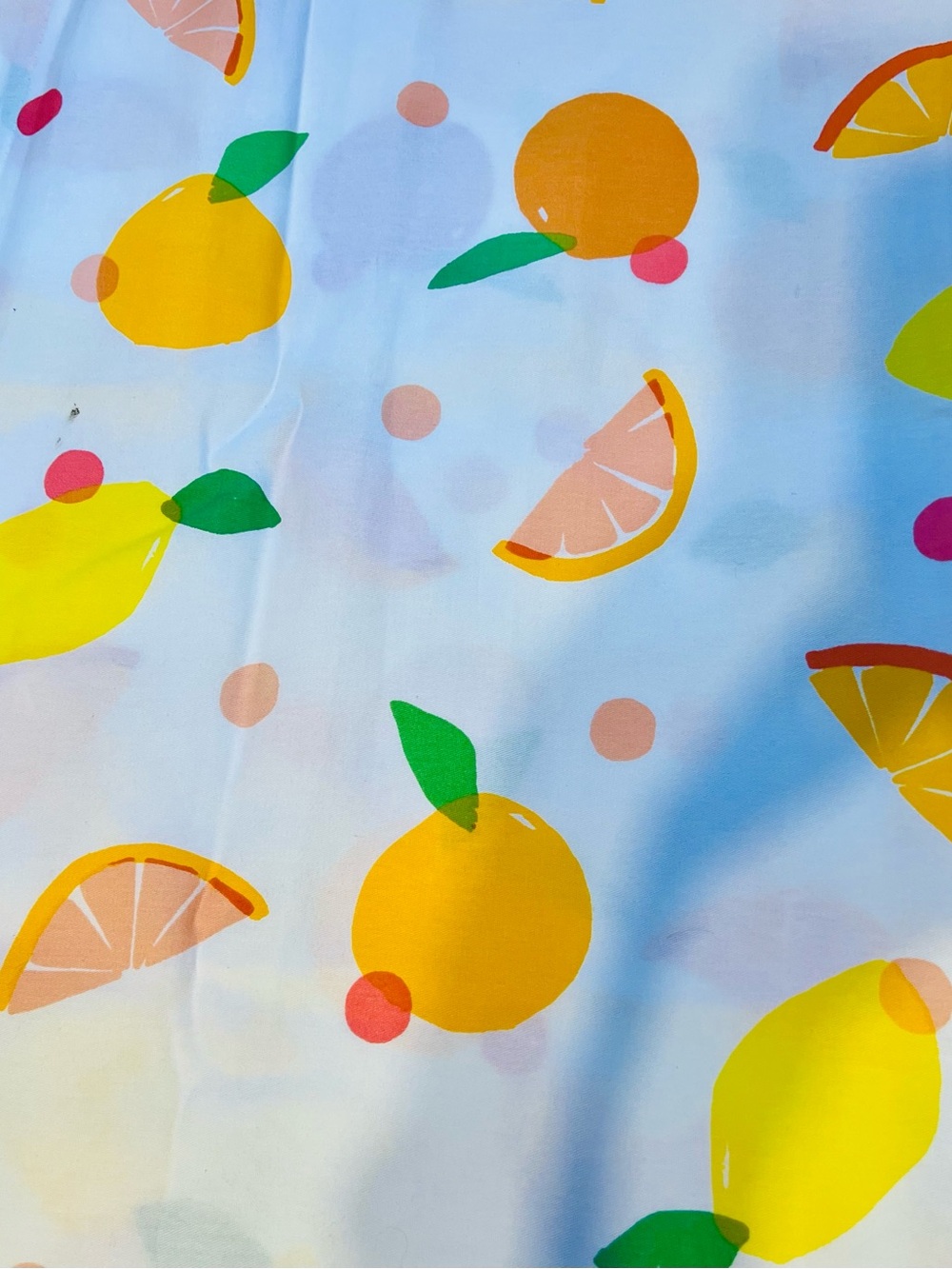 Kids Citrus Print shower curtain- Yellow & Green